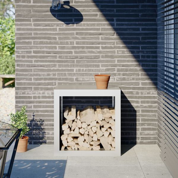 vidaXL Suporte para lenha 60x40x60 cm a&ccedil;o branco