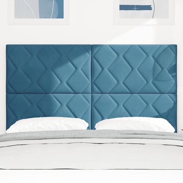 vidaXL Cabeceira com cabeceira Azul escuro 160 cm Veludo