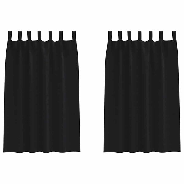 vidaXL Cortinas Blackout com Argolas 2 pcs Preto 175 x 140 cm