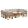 vidaXL Conjunto de Sof&aacute;s para Exterior 10 pcs Natural e Branco Creme