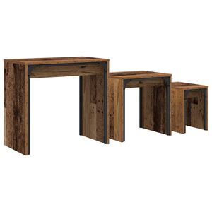 vidaXL Mesa de centro 3 unid. Madeira antiga 60 x 35 x 56 cm