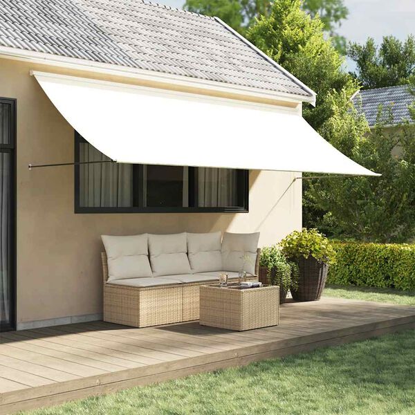 vidaXL Toldo retr&aacute;til 350x150 cm tecido e a&ccedil;o cor creme