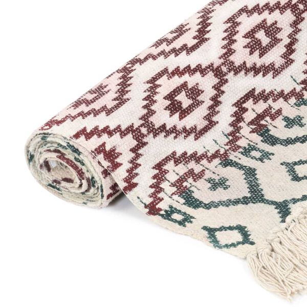 vidaXL Tapete Kilim tecido &agrave; m&atilde;o 120x180 cm algod&atilde;o padr&atilde;o multicor