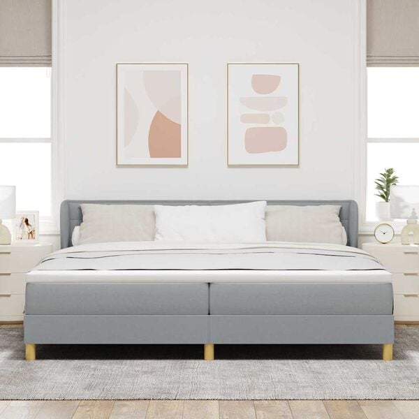 vidaXL Cama Box com colch&atilde;o Cinzento-claro 200 x 200 cm tecido