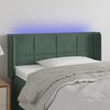 vidaXL Cabeceira cama c/ luzes LED veludo 93x16x78/88 cm verde-escuro