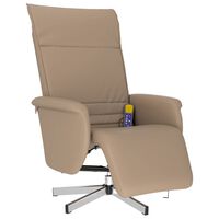 vidaXL Cadeira massagens reclinável c/apoio pés couro arti. cappuccino