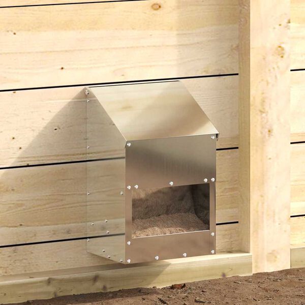 vidaXL Comedouro para galinha Prateado 21 x 16 x 33 cm A&ccedil;o Galvanizado