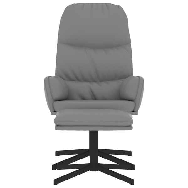 vidaXL Cadeira de descanso c/ banco couro artificial cinzento