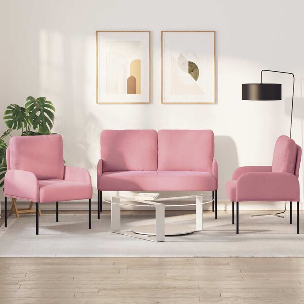 vidaXL Conjuntos de sof&aacute;s 3 pcs Rosa 115 x 56 x 80 cm Contraplacado
