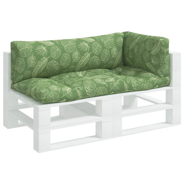 vidaXL Almofad&otilde;es p/ m&oacute;veis paletes 3 pcs tecido oxford padr&atilde;o folhas