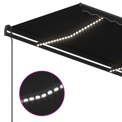 vidaXL Toldo retrátil manual com luzes LED 4,5x3,5 m antracite
