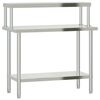 vidaXL Mesa trabalho cozinha c/ prateleira 110x55x120cm a&ccedil;o inoxid&aacute;vel