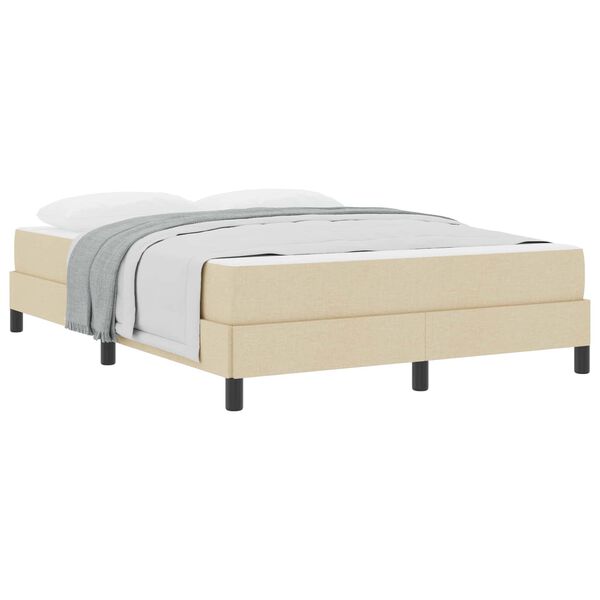 vidaXL Cama Box com colch&atilde;o Creme 140 x 190 cm tecido