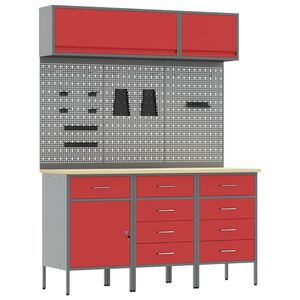 vidaXL Conjunto de Arm&aacute;rios de Trabalho com gaveta 8 pcs Vermelho