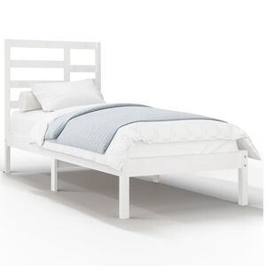 vidaXL Estrutura de cama solteiro 90x190 cm madeira maci&ccedil;a branco