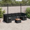 vidaXL 8 pcs conjunto sof&aacute;s de jardim com almofad&otilde;es vime PE preto