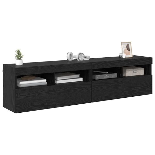 vidaXL Gabinetes de TV na Parede 2 pcs Carvalho Preto 80 x 30 x 40 cm