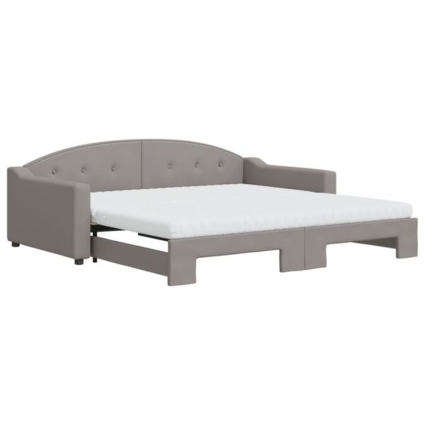 vidaXL Sof&aacute;-cama + gavet&atilde;o/colch&otilde;es 100x200cm tecido cinza-acastanhado