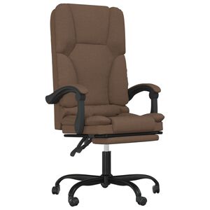 vidaXL Cadeira massagens escrit&oacute;rio reclin&aacute;vel tecido castanho