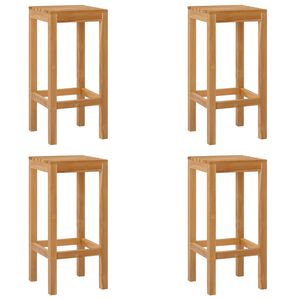 vidaXL Banco de bar 4 pcs Natural Madeira de Teca S&oacute;lida