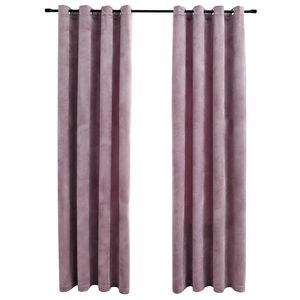 vidaXL Cortinas blackout c/ argolas 2 pcs 140x225cm veludo rosa antigo