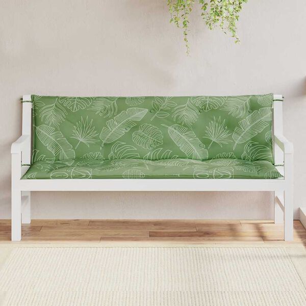 vidaXL Almofad&otilde;es banco jardim 2 pcs 150x50x7 cm tecido padr&atilde;o folhas