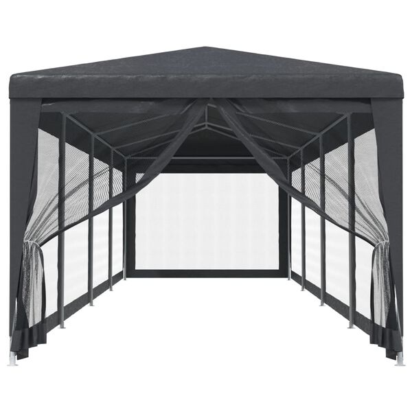 vidaXL Tenda festas c/ 10 paredes laterais rede 3x12 m PEAD antracite