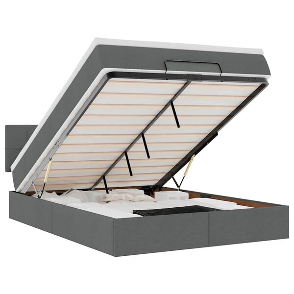 vidaXL Cama Otomana com Colchão & LEDs Preto 140x200 cm Tecido