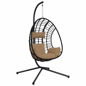 vidaXL Cadeira em forma de ovo suspensa c/ suporte vime/a&ccedil;o antracite