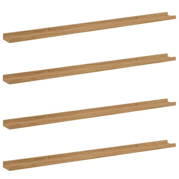 vidaXL Prateleira de Parede 4 pcs Castanho 115 x 9 x 3 cm