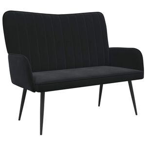 vidaXL Sof&aacute; para 2 Pessoas Preto 115 x 61 x 87 cm Veludo
