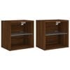 vidaXL Mesas de cabeceira parede c/ luzes LED 2 pcs carvalho castanho