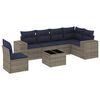 vidaXL Conjunto de sof&aacute; de jardim com 7 pe&ccedil;as e almofadas em rattan sint&eacute;tico cinza