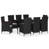 vidaXL 9 pcs conjunto de jantar para jardim com almofad&otilde;es preto