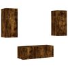 vidaXL 4pcs m&oacute;veis parede p/ TV c/ LEDs deriv. madeira carvalho fumado