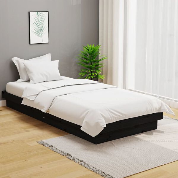 vidaXL Estrutura de cama 100x200 cm madeira maci&ccedil;a preto