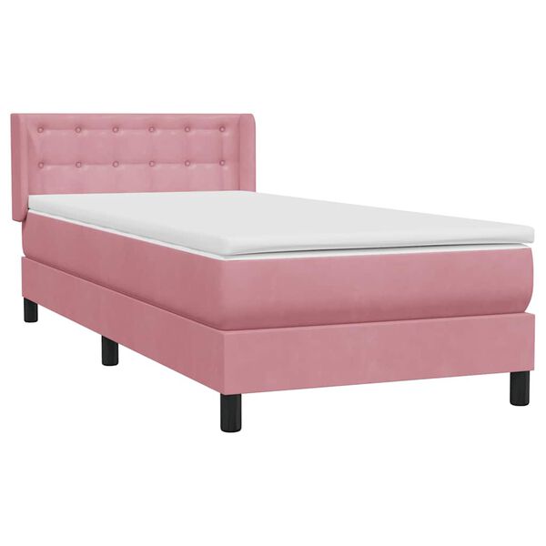 vidaXL Cama com molas/colch&atilde;o rosa 90x210 cm veludo