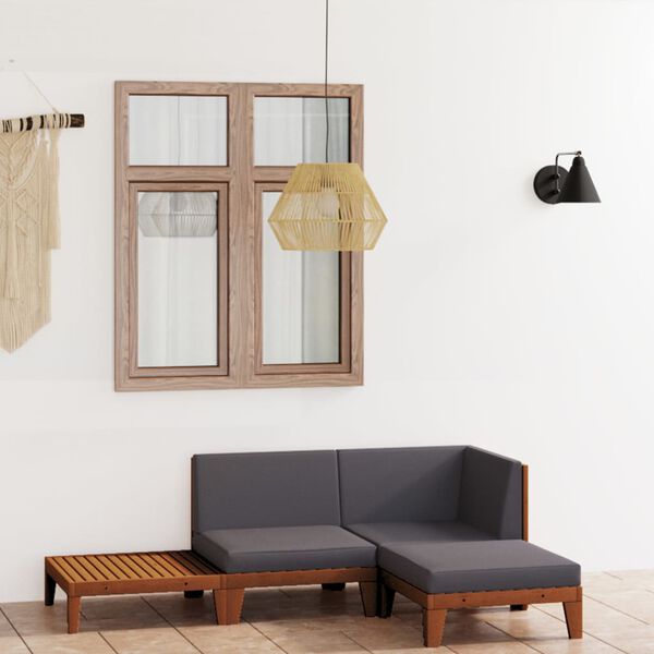 vidaXL 4 pcs conj. lounge jardim c/ almofad&otilde;es madeira ac&aacute;cia maci&ccedil;a