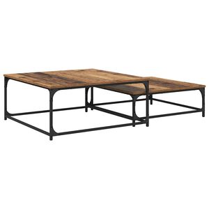 vidaXL Mesa de centro 2 unid. Madeira Antiga 80 x 80 x 35 cm