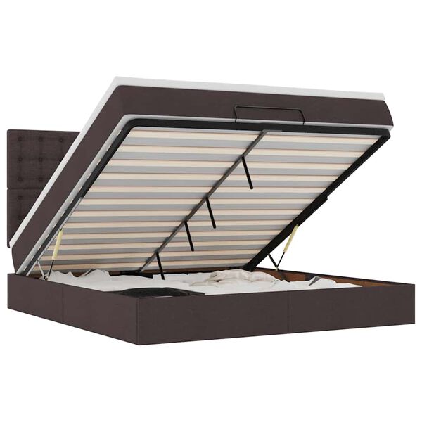 vidaXL Estrutura de cama otomana com colch&atilde;o 180x200cm castanho escuro