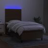 vidaXL Cama box spring c/ colch&atilde;o/LED 90x190 cm tecido castanho-escuro