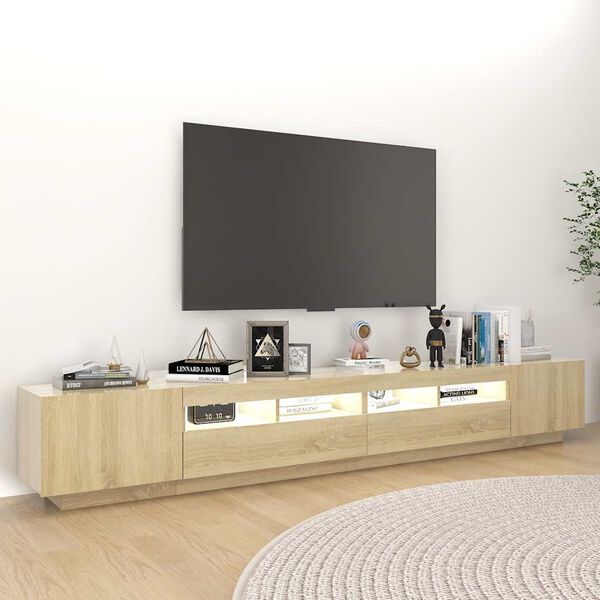 vidaXL M&oacute;vel de TV com luzes LED 260x35x40 cm carvalho sonoma