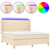 vidaXL Cama box spring c/ colch&atilde;o e LED 180x200 cm tecido cor creme