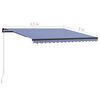 vidaXL Toldo retr&aacute;til manual 450x300 cm azul e branco