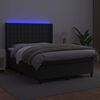 vidaXL Cama box spring c/ colch&atilde;o/LED 140x200cm couro artificial preto