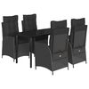 vidaXL 5 pcs conjunto de jantar p/ jardim c/ almofad&otilde;es vime PE preto