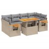 vidaXL 7 pcs conjunto de sof&aacute;s p/ jardim com almofad&otilde;es vime PE bege
