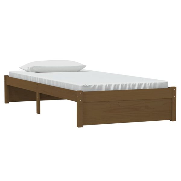 vidaXL Estrutura de cama 90x200 cm madeira maci&ccedil;a castanho mel