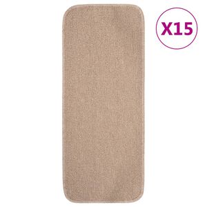 vidaXL Tapetes antiderrapantes retang. p/ escadas 15 pcs 60x25 cm bege