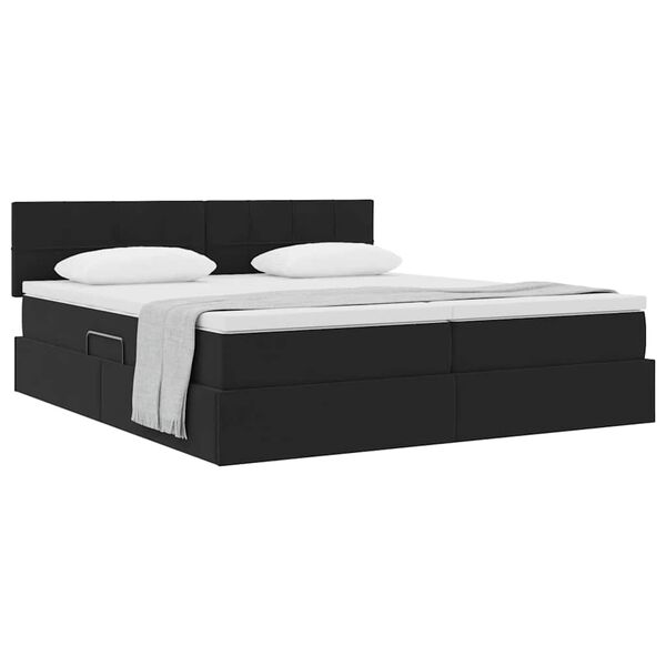 vidaXL Cama com Armazenamento com colch&atilde;o Preto 100 x 200 cm